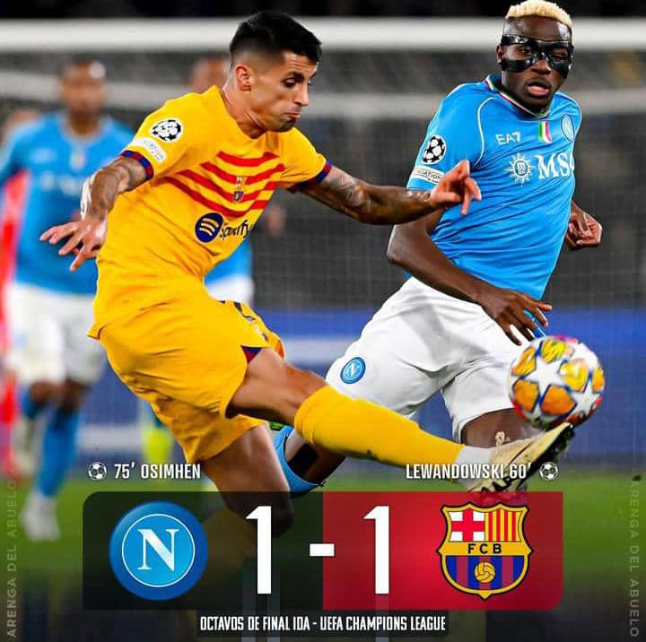 Barcelona empató con el Nápoles en el Estadio Diego Armando Maradona por la UEFA Champions League